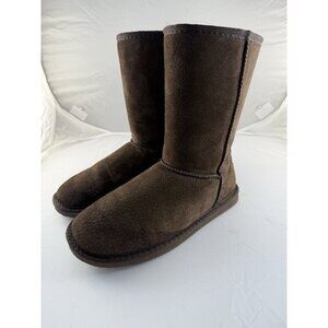 Lam Suede Snow Boots GSLM5000, Women’s US Size 7, Dark Brown, Fur Lining
